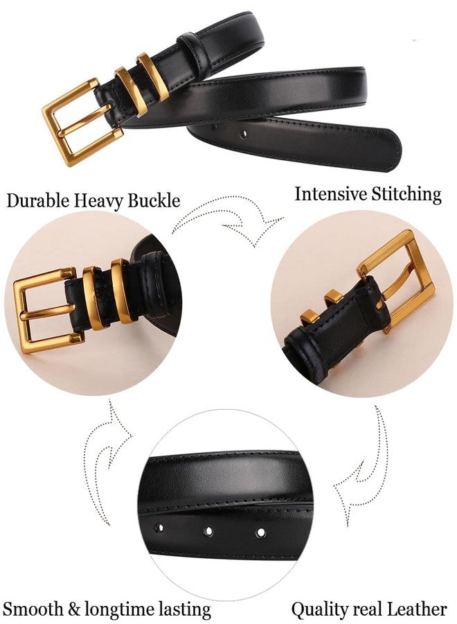 ALAIX Women's Leather Belt for Jeans Pants Fashion Ladies Belt with Gold Buckle Elegant Thin Waist Dress Belts for Women - Image 4